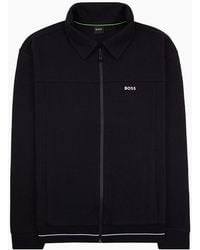BOSS - Cotton Blend Full Zip Sweatshirt With Embroidered Logo 001 - Lyst