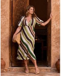 Live Unlimited London - Stripe Linen Blend Maxi Dress - Lyst