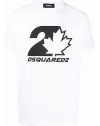 DSquared² - Bold Maple Leaf Logo Printed T-Shirt - Lyst