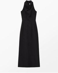Ro&zo - Linen-Blend Cowl-Neck Midi Dress - Lyst