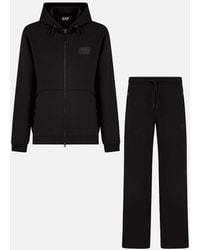 EA7 - Lux Cotton Zip Up Hooded Tracksuit - Lyst