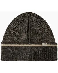 C.P. Company - Fleece Knit Logo Beanie - Lyst