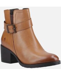 Hush Puppies - Hensley Leather Tan Heeled Ankle Boots - Lyst