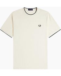 Fred Perry - Trim Detail Crepe Piqué T-Shirt - Lyst