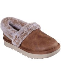 Skechers - Cozy Up Polyester Taupe Slippers - Lyst