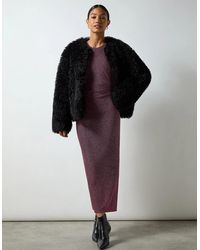 Ro&zo - Petite Gabriela Burgundy Super Sparkle Column Midi Dress - Lyst