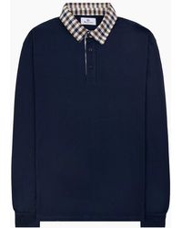 Aquascutum - Club Check Collar/S Polo - Lyst