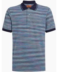 Missoni - Striped Slub Polo Shirt - Lyst
