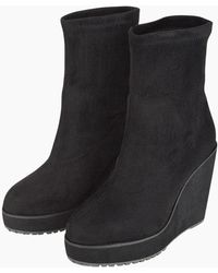 XY London - Ladies Camille Platform Wedge Sock Ankle Boots - Lyst