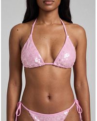 Oceanus - Sienna Sequin Embroidery Bikini Top Multi Colour - Lyst