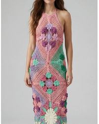 Oceanus - Rowan Halter Maxi Crochet Dress Multi - Lyst