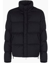 Emporio Armani - Quilted Puffer Jacket With All-Over Jacquard Eagle - Lyst