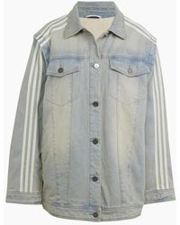 adidas Originals - Collared Neck Denim Jacket With Side Stripes - Lyst
