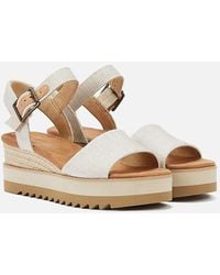 TOMS - Diana Canvas Wedge Natural Sandals - Lyst