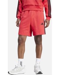 adidas - Essential 3 Stripes French Terry Shorts Summer Casual Beach Bermuda - Lyst