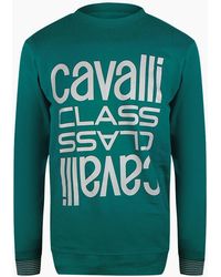 Roberto Cavalli - Cavalli Class Bold Multi Logo Ottanio Round Neck Sweatshirt - Lyst