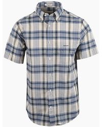 GANT - Madras Check Short Sleeved Shirt Faded Denim - Lyst