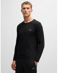 BOSS - Boss Mix&Match Long Sleeve Stretch-Cotton T-Shirt With Embroidered Logo - Lyst