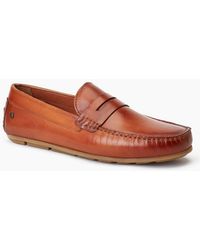 Base London - London Collins Driver Leather Burnt Tan Loafers - Lyst