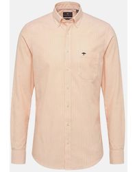Fynch-Hatton - Washed Oxford Bengal Stripe Button Down Shirt Tangerine - Lyst