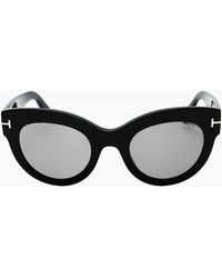 Tom Ford - Lucilla Smoke Mirror Lens Shiny Thick Framed Sunglasses - Lyst