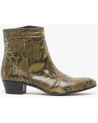 Club Cubano - Emmanuel Snakeprint Leather Cuban Heel Boots Musgo - Lyst