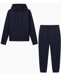 ARMANI EXCHANGE - Cotton Tonal Logo Zip Hooded Tracksuit - Lyst