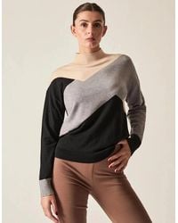 James Lakeland - Geometric Colour-Block High-Neck Jumper - Lyst