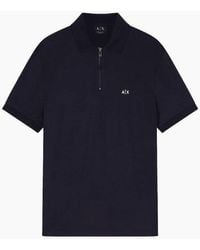 ARMANI EXCHANGE - Slim Fit Stretch Technical Zip Polo Shirt - Lyst