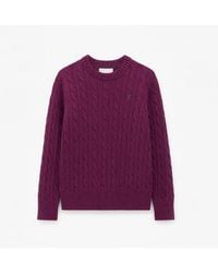 Joules - Classic Cable Sweaters Wine - Lyst