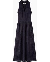 Ro&zo - Broderie Anglaise Cotton V-Neck Midi Dress - Lyst