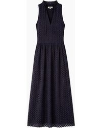 Ro&zo - Broderie Anglaise Cotton V-Neck Midi Dress - Lyst