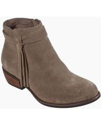 Skechers - Texas Modern Western Leather Dark Taupe Suede Boots - Lyst