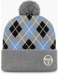 Sergio Tacchini - Hamilton Argyle Pom Beanie Hat Charcoal Marl/ County - Lyst