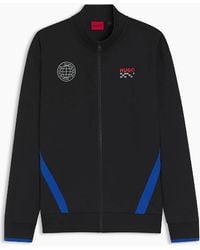 BOSS - Globe Graphic Crew Neck Bomber Collar Long Sleeve Sweatshirt - Lyst