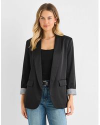 Gini London - Contrast Sleeve Edge To Edge Blazer - Lyst