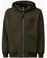 C.P. Company - Diagonal Fleece Zip Logo Hoodie - Lyst