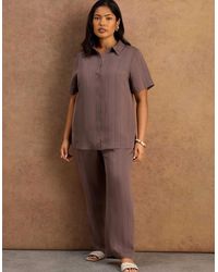 Live Unlimited London - Stripe Straight Leg Trouser With Modal - Lyst