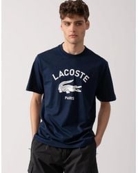 Lacoste - Signature Croc Print Cotton T-Shirt - Lyst