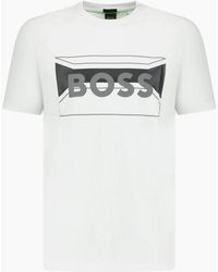 BOSS - Cotton-Blend Regular-Fit T-Shirt With Logo Artwork - Lyst
