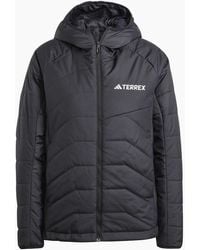 adidas - Solid Patterned Hooded Drawstring Puffer Jacket - Lyst
