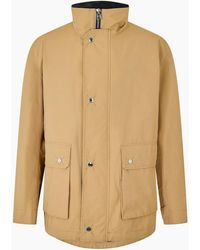 BOSS - Solid Patterned Snap Button Rain Jacket With Flap Pocket - Lyst