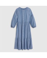 Levi's - Levi's Jolene Crew Neck Three Quarter Sleeve Maxi Tiered Dress - Lyst