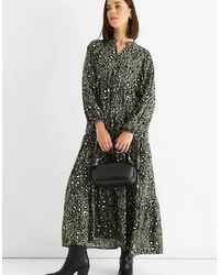 Gini London - Khaki Viscose Animal Oversized Smock Maxi Dress - Lyst