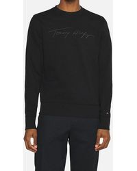 Tommy Hilfiger - Sweatshirt Signature Embossed Logo Fleece Pullover Crew Neck - Lyst