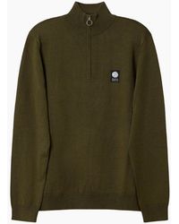 Pretty Green - Merino Blend Khaki Quarter Zip - Lyst