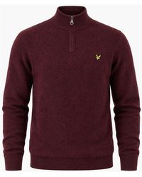 Lyle & Scott - Lyle & Scott Lambswool Blend Quarter Zip Jumper Beetroot Marl - Lyst