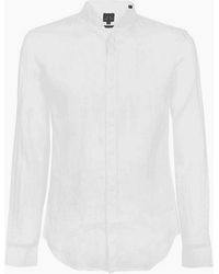 ARMANI EXCHANGE - Woven Button Up Linen Shirt - Lyst