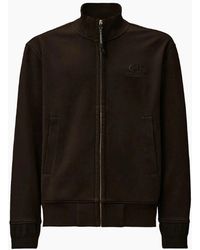 C.P. Company - Diagonal Fleece Zip Logo Sweatshirt - Lyst