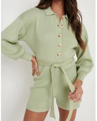 Pretty Lavish - Darcie Balloon Sleeve Knit Playsuit - Lyst